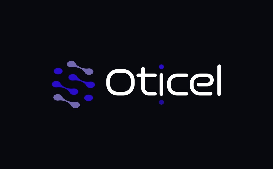 Logotipo de Oticel en blanco sobre negro