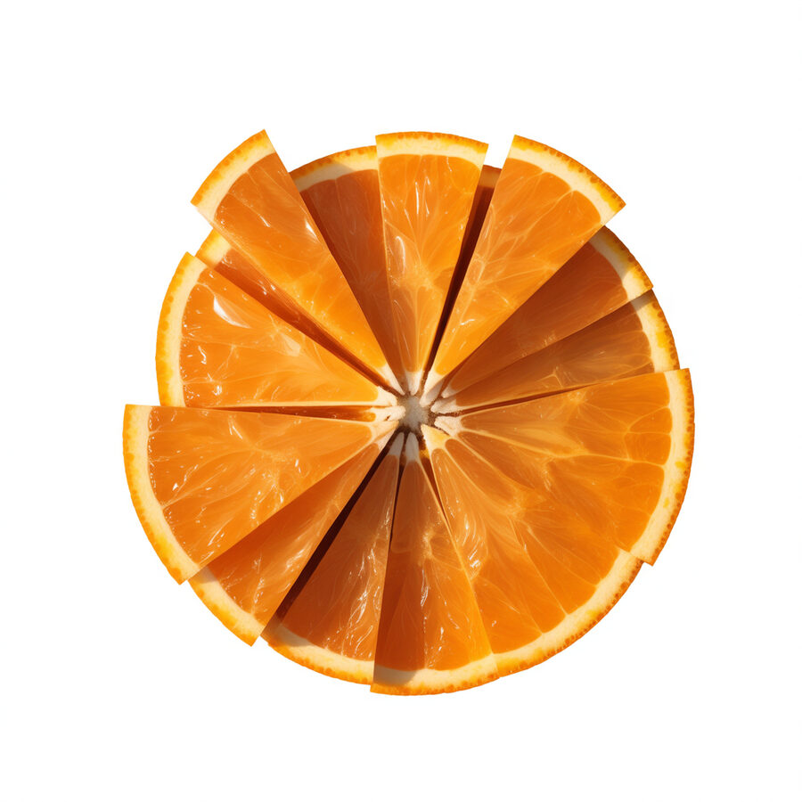 Naranja partida en gajos