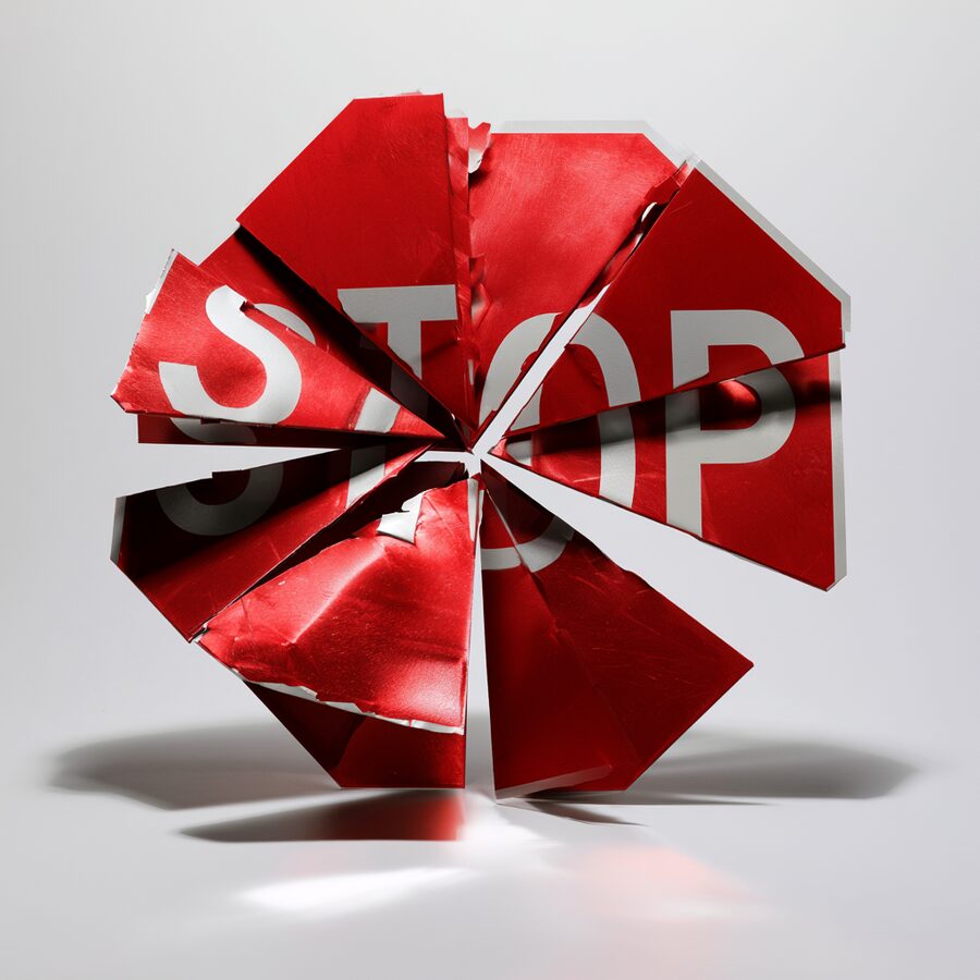 Señal de stop rota