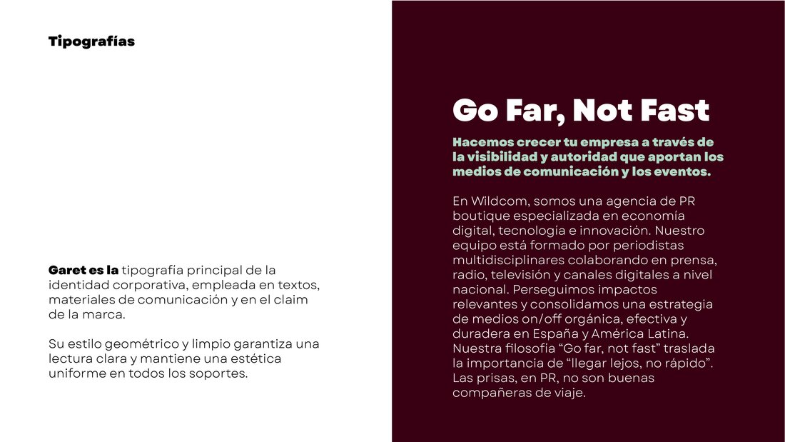 Tipografía Garet y claim Go Far, Not Fast